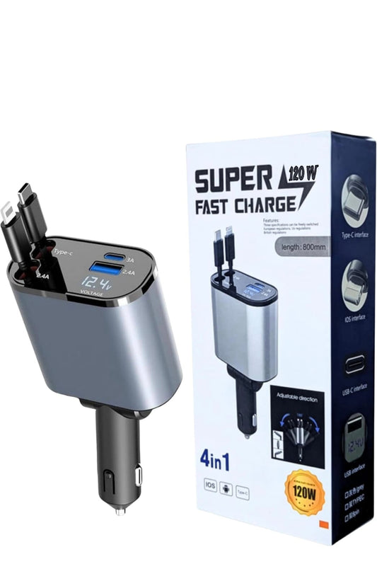 4-in-1 Super Fast Car Charger (120W)